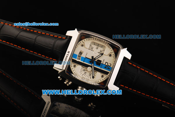 Tag Heuer Monaco Calibre 36 Chronograph Quartz Movement Steel Case with White Dial and Black Markers - Click Image to Close